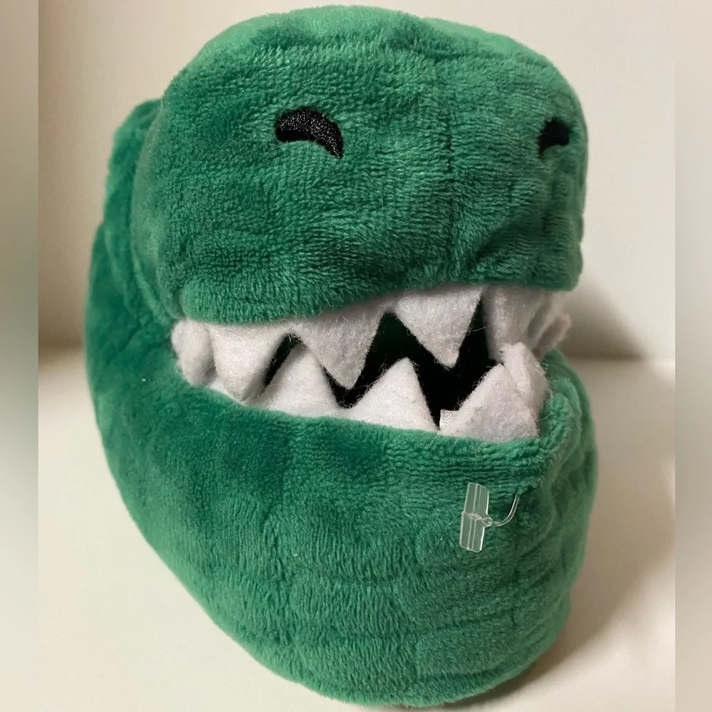 Dinosaur Slippers Green Plush Old Navy Toddler S 7-8 House Shoes Embroidered Eye
